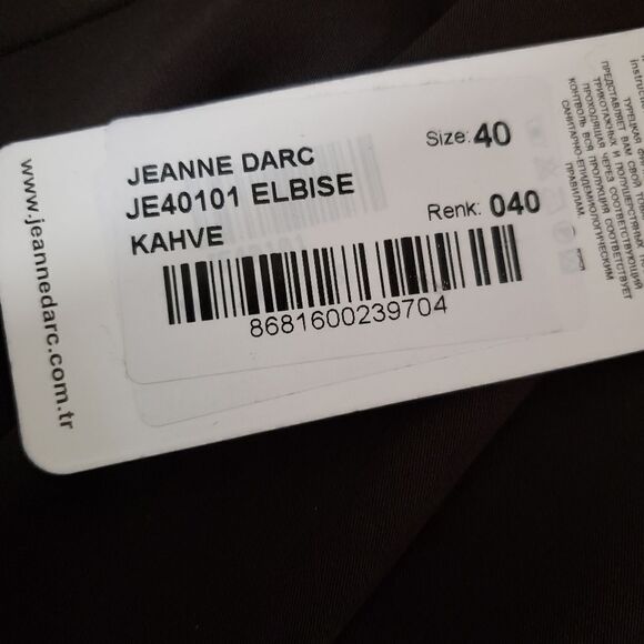 Jeanne D'arc NWT Medium Dark Brown Short Sleeve Scoop Neck Dress with Bow - Picture 8 of 16